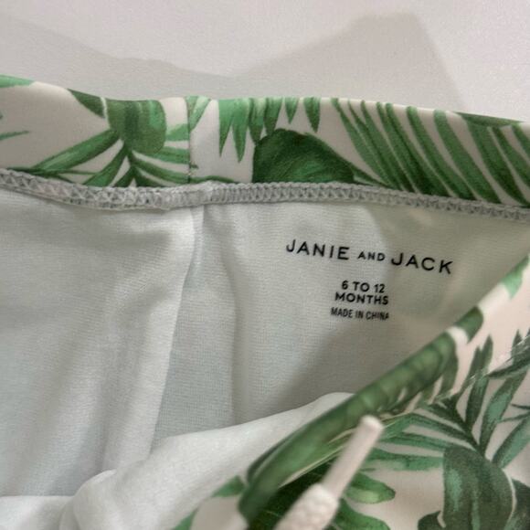 Janie and Jack Baby Palm Leaf Rash Guard Swim Set Size 6-12 Months Green - Picture 4 of 8